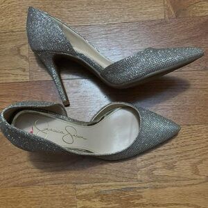 Jessica Simpson Sparkling Silver Heels